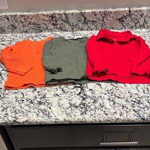 Primary Long Sleeve Kids Shirt Trio - Red, Olive, Orange
